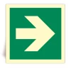 E005/IMPA 33.4420 - Fl�che de direction avec un angle de 45� - Panneau PVC souple adh�sif photoluminescent - 40x40 cm