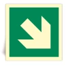 E006/IMPA 33.4421 - Fl�che de direction avec un angle de 90� - Panneau PVC souple adh�sif photoluminescent - 30x30 cm