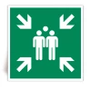 E007 - Point de rassemblement apr�s �vacuation - Panneau PVC souple adh�sif blanc - 40x40 cm