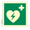 E010/IMPA 33.4137 - D�fibrillateur cardiaque automatique externe - Panneau PVC souple adh�sif photoluminescent - 20x20 cm