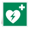 E010 - D�fibrillateur cardiaque automatique externe - Panneau PVC souple adh�sif blanc - 40x40 cm