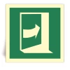 E023 - Porte qui s�ouvre en poussant sur son c�t� droit - Panneau PVC souple adh�sif photoluminescent - 30x30 cm