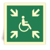 E024 - Refuge temporaire d��vacuation - Panneau PVC souple adh�sif photoluminescent - 20x20 cm
