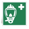 E029 - Appareil respiratoire pour l��vacuation d�urgence - Panneau PVC souple adh�sif blanc - 20x20 cm