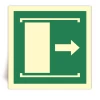 E033 - Faire coulisser la porte vers la droite pour ouvrir - Panneau PVC souple adh�sif photoluminescent - 30x30 cm