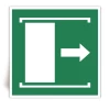 E033 - Faire coulisser la porte vers la droite pour ouvrir - Panneau PVC souple adh�sif blanc - 20x20 cm