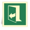 E058 - Ouverture de porte en tirant sur le c�t� droit - Panneau PVC souple adh�sif photoluminescent - 40x40 cm