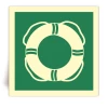 E061 - Mat�riel de sauvetage en mer - Panneau PVC souple adh�sif photoluminescent - 15x15 cm