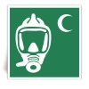 E029C/IMPA 33.4078 - Appareil respiratoire pour l��vacuation d�urgence - Symbol Croissant - Panneau PVC souple adh�sif blanc - 20x20 cm