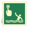 E069 - Bouton d'alarme pour personne � la mer - Panneau PVC souple adh�sif photoluminescent - 40x40 cm