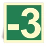 Numero -3 - Panneau PVC souple adh�sif photoluminescent - 40x40 cm