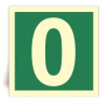 Numero 0 - Panneau PVC souple adh�sif photoluminescent - 40x40 cm