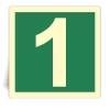 Numero 1 - Panneau PVC souple adh�sif photoluminescent - 30x30 cm