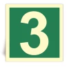 Numero 3 - Panneau PVC souple adh�sif photoluminescent - 20x20 cm