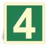 Numero 4 - Panneau PVC souple adh�sif photoluminescent - 40x40 cm