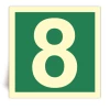 Numero 8 - Panneau PVC souple adh�sif photoluminescent - 20x20 cm
