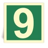 Numero 9 - Panneau PVC souple adh�sif photoluminescent - 15x15 cm