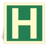 Lettre H - Panneau PVC souple adh�sif photoluminescent - 40x40 cm