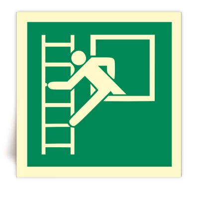 E016 - Panneau Fen�tre de secours avec �chelle de secours photoluminescent - ISO 7010 - FlashTide