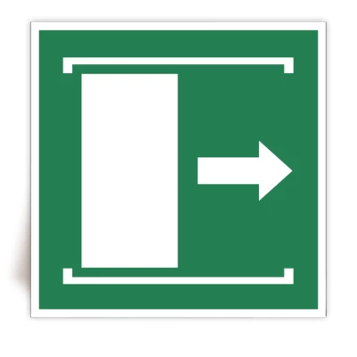 E033 - Panneau Faire coulisser la porte vers la droite pour ouvrir - ISO 7010 - FlashTide