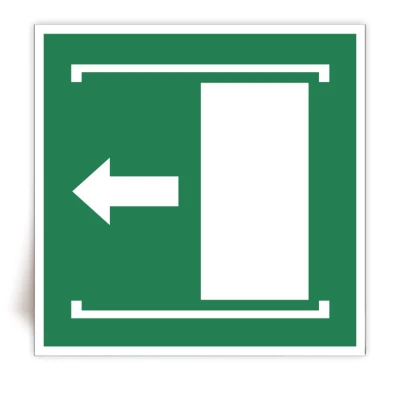 E034 - Panneau Faire coulisser la porte vers la gauche pour ouvrir - ISO 7010 - FlashTide