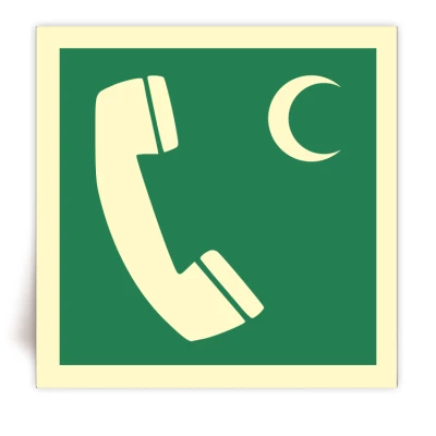E004C/IMPA 33.4153 - Panneau Téléphone d'urgence photoluminescent - Symbol Croissant - ISO 7010 - FlashTide