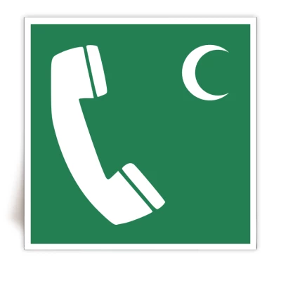E004C - Panneau Téléphone d'urgence - Symbol Croissant - ISO 7010 - FlashTide