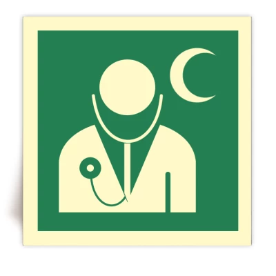 E009C/IMPA 33.4161 - Panneau Médecin photoluminescent - Symbol Croissant - ISO 7010 - FlashTide