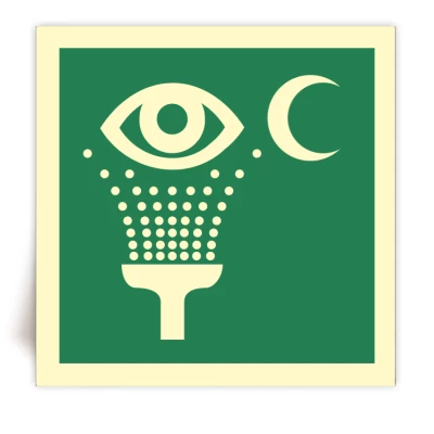 E011/IMPA 33.4152 - Panneau Équipement de rinçage des yeux photoluminescent - Symbol Croissant - ISO 7010 - FlashTide