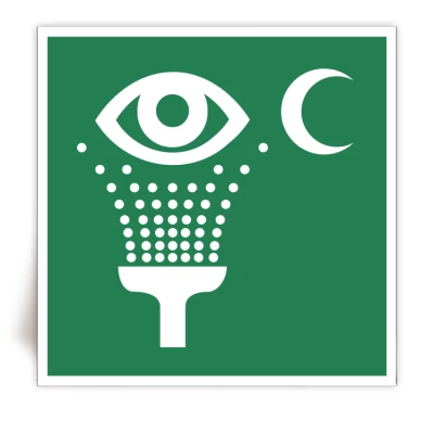 E011C/IMPA 33.4152 - Panneau Équipement de rinçage des yeux - Symbol Croissant - ISO 7010 - FlashTide