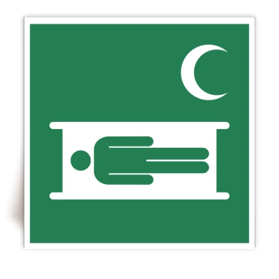 E013C/IMPA 33.4071 - Panneau Civière - Symbol Croissant - ISO 7010 - FlashTide