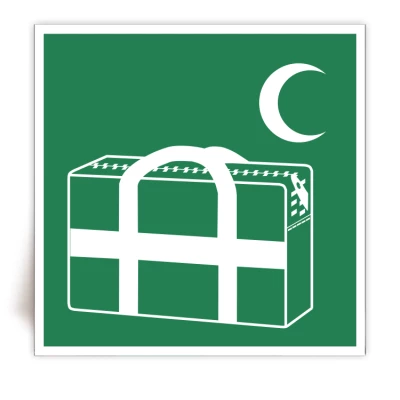 E027C/IMPA 33.4135 - Panneau Sac médical d’urgence - Symbol Croissant - ISO 7010 - FlashTide