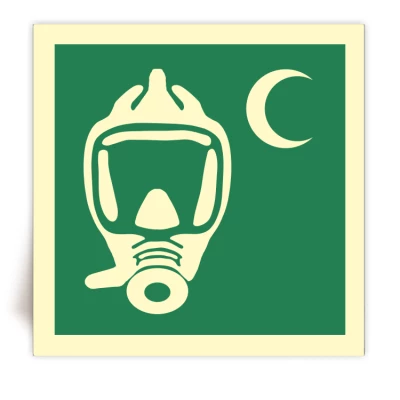 E029C/IMPA 33.4078 - Panneau Appareil respiratoire pour l’évacuation d’urgence photoluminescent- Symbol Croissant - ISO 7010 - FlashTide