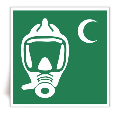E029C/IMPA 33.4078 - Panneau Appareil respiratoire pour l’évacuation d’urgence - Symbol Croissant - ISO 7010 - FlashTide