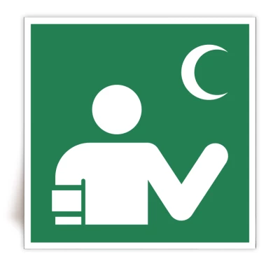 E064C - Panneau Intervenant en secours - Symbol Croissant - ISO 7010 - FlashTide
