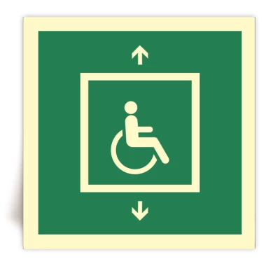 E070 - Panneau Ascenseur d'évacuation pour personnes à mobilité réduite photoluminescent - ISO 7010 - FlashTide