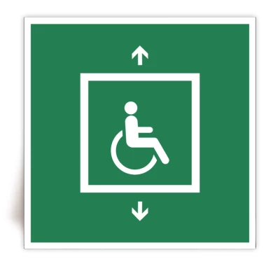 E070 - Panneau Ascenseur d'évacuation pour personnes à mobilité réduite - ISO 7010 - FlashTide