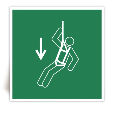 E073 - Panneau Dispositif de descente d’urgence - ISO 7010 - FlashTide